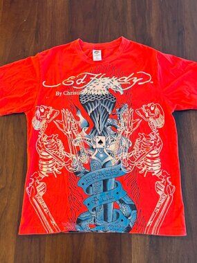 Vintage Ed Hardy by Christina Audigier "Erase All Fears" Men's T - Red, XL